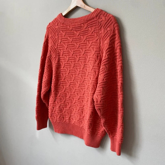 Vtg Paul Harris Women's Small 90s Acrylic Crewneck Knit Pullover Sweater Coral - Picture 14 of 16